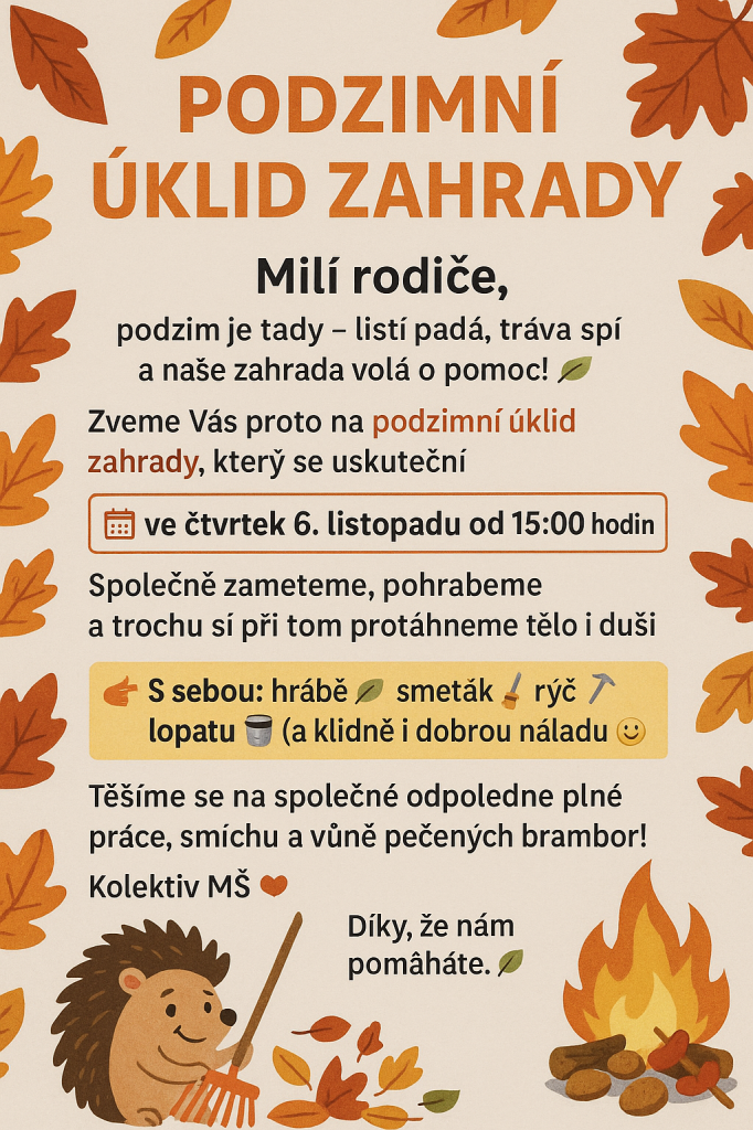 Podzimní úklid školní zahrady